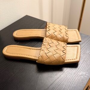 Tony Bianco Woven Slide Sandals in Tan